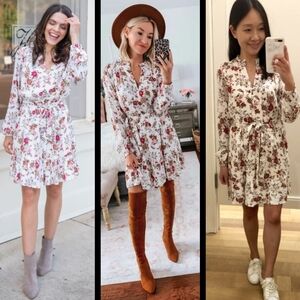 $89 New SMALL PETITE Loft floral long sleeve dress country western